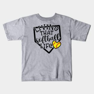 Living That Softball Life Mom Coach Kids T-Shirt